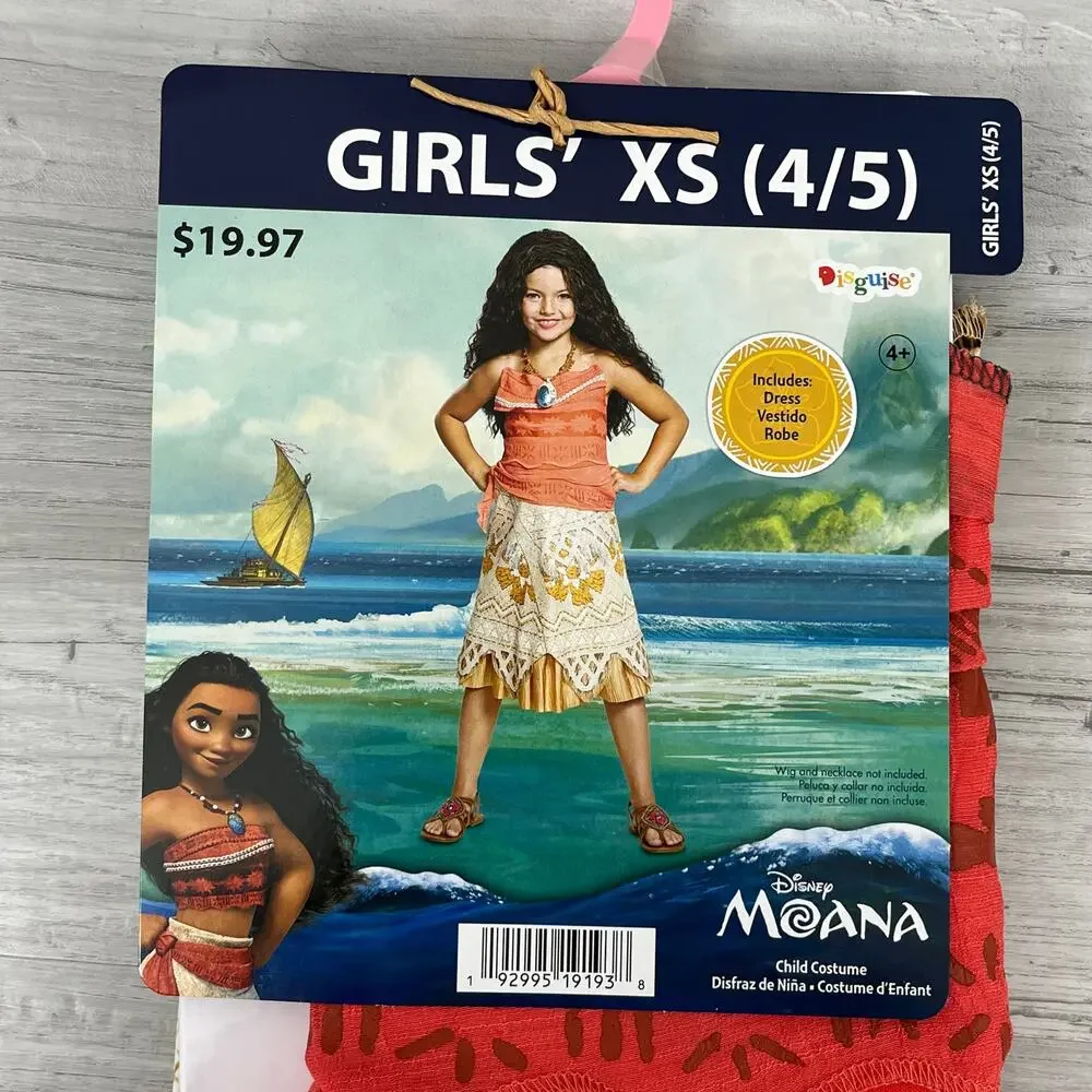 Disguise Disney's Moana Classic Dress Up Halloween Costume Skirt Dress XS 4/5